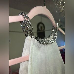 Rhinestone Chain Detailed Halter Top💖